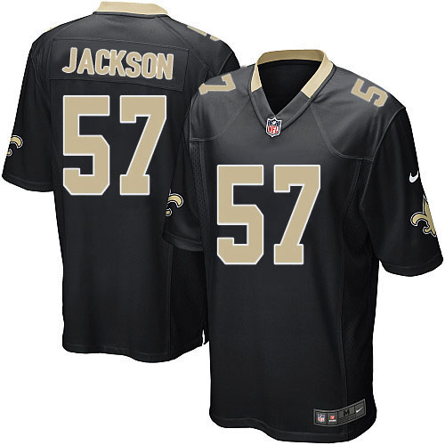 Men's Game Rickey Jackson Nike Jersey Black Home - #57 NFL New Orleans Saints